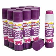 washable purple glue sticks set for easy application and clear drying - non-toxic and safe for kids and adults at home, school or office - tray of 12 sticks logo