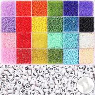 uoony 14400pcs 3mm glass seed beads and 600pcs letter beads for bracelets, for jewelry making and crafts beads kit for party and rave with 2 rolls of cords and storage box logo