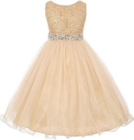 img 4 attached to Sleeveless Glitters Sequined Bodice Rhinestones Girls' Clothing : Dresses