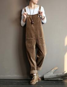 img 3 attached to Womens Fall Fashion Corduroy Overalls - Adjustable Straps Bib Jumpsuit In Corduroy Material By Lentta