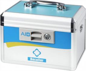 img 4 attached to Decaller First Aid Box With Security Lock, Medical Box With Removable Tray For Drugs Storage, 10 1/2" X 7 3/5" X 7 3/5", Blue, YLX002S