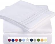 tekamon queen size bed sheets, silky soft 1800 thread count bedding set with 100% microfiber polyester - breathable, cooling, wrinkle free, and with 10-16" extra deep pockets - color: white logo