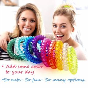 img 3 attached to 79STYLE 50Pcs Spiral Coil Hair Ties For Women Phone Cord Bracelet Elastic Col Ponytail Holders Colorful Hair Coils Plastic Scrunchies Bulk Coil Bracelets Twist Spiral Rubber Hair Bands For Thick Thin Hair (Crystal10 Colors -Large Size)