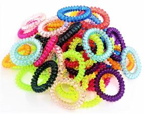 img 2 attached to 79STYLE 50Pcs Spiral Coil Hair Ties For Women Phone Cord Bracelet Elastic Col Ponytail Holders Colorful Hair Coils Plastic Scrunchies Bulk Coil Bracelets Twist Spiral Rubber Hair Bands For Thick Thin Hair (Crystal10 Colors -Large Size)