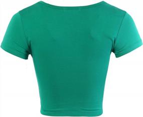 img 2 attached to Women'S Basic Cute Scoop Neck Cotton Short Sleeve Crop Top