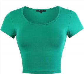 img 4 attached to Women'S Basic Cute Scoop Neck Cotton Short Sleeve Crop Top