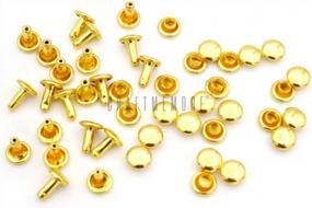 img 2 attached to 100 Sets Double Cap Rivets: 5Mm Gold Metal Rapid Rivet Studs For Leather Craft VTDC By CRAFTMEMORE