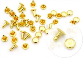 img 3 attached to 100 Sets Double Cap Rivets: 5Mm Gold Metal Rapid Rivet Studs For Leather Craft VTDC By CRAFTMEMORE
