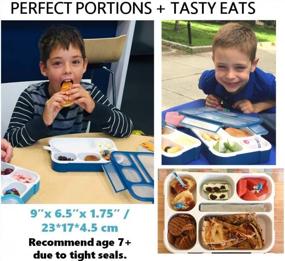 img 2 attached to Bento Lunch Box Kids & Adult: Leakproof Lunch Containers For Boys & Girls With 6 Compartments - School, Daycare, Meal Planning Portion Control Container, BPA-Free Boxes, Utensils, Navy Blue Set