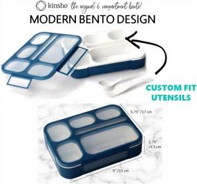 img 4 attached to Bento Lunch Box Kids & Adult: Leakproof Lunch Containers For Boys & Girls With 6 Compartments - School, Daycare, Meal Planning Portion Control Container, BPA-Free Boxes, Utensils, Navy Blue Set