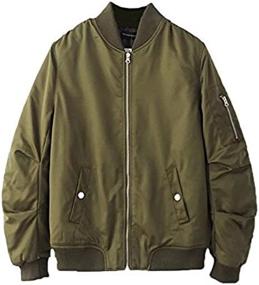 img 3 attached to Men'S Army Green MA-1 Flight Jacket Baseball Bomber Coat - Ideal For Youth And Adults, Size L By Hiheart