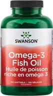 omega 3 fish oil supplement heart brain joint support non-gmo efas 180 mg epa 120 mg dha 150 softgel capsules lemon flavor swanson logo