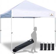 keymaya 10x10 pop up canopy tent - коммерческая палатка instant shelter + бонусная сумка для тяжелых условий эксплуатации, упаковка из 4 предметов (белая) логотип