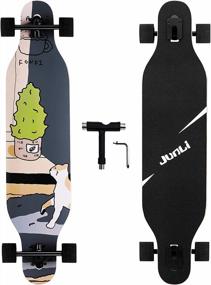 img 4 attached to Freeride Longboard Skateboard Junli 41 Inch - Complete Cruiser For Downhill, Carving, Free-Style, And Cruising