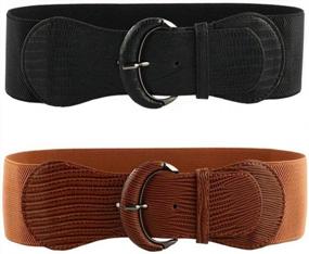 img 4 attached to VOCHIC Women'S Elastic Stretch Belt Set - Stylish Thick Waist Belts For Dresses