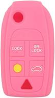 🔒 premium segaden pink silicone cover protector case for volvo 5 button flip remote key fob cv4781 - enhanced style and protection! логотип