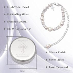 img 2 attached to 👶 Baby Girl's Baptism to Bride Cross Bracelet: Sterling Silver & Cultured Pearls with Silver-plated Jewelry Keepsake Box - Perfect Catholic Christening and Baptism Gifts