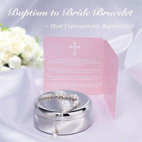 img 3 attached to 👶 Baby Girl's Baptism to Bride Cross Bracelet: Sterling Silver & Cultured Pearls with Silver-plated Jewelry Keepsake Box - Perfect Catholic Christening and Baptism Gifts