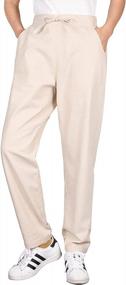 img 4 attached to Удобные и стильные: брюки-джоггеры ThCreasa'S из хлопка и льна с карманами для женщин