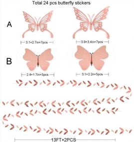 img 2 attached to 🌸 Премиум-набор для вечеринки из розового золота: фонарики, цветочные помпоны, наклейки бабочек, гирлянда из листьев - идеально подходит для дней рождения, свадеб, вечеринок и девичников.