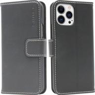 protect and organize: snugg's iphone 13 pro wallet case with card slots, magnet closure, and phone stand function in sleek black leather логотип