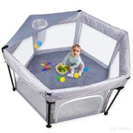 👶 extra large baby playpen, kids activity centre with soft mattress, grey - portable, anti-skid pads, lightweight, indoor-outdoor use logo