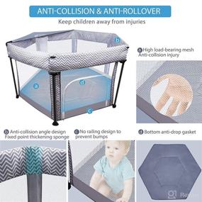 img 1 attached to 👶 Extra Large Baby Playpen, Kids Activity Centre with Soft Mattress, Grey - Portable, Anti-Skid Pads, Lightweight, Indoor-Outdoor Use