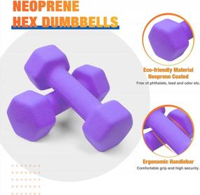 img 2 attached to Portzon Neoprene Dumbbell Set Of 2 With 10 Color Options, 1-15 LB Weight Range, Anti-Slip Grip, Hex Shape To Prevent Rolling