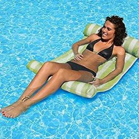 img 3 attached to Green Floating Water Hammock Lounger Chair Float With Inflatable Air Mattress - Ideal Swimming Pool Accessory By Xiangtat Outdoor PVC