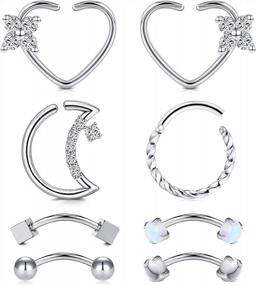 img 3 attached to Stylish Anicina Eyebrow Rings For Your Piercing Needs - 16G Curved Barbell In Stainless Steel For Daith, Rook, And Eyebrow - Available In 8Mm And 10Mm Lengths