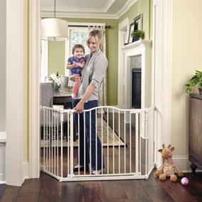 img 4 attached to 🚧 Toddleroo by North States: 72” Deluxe Décor Gate - Ultimate Safety Solution for Extra Wide Spaces, Easy One-Hand Operation, Hardware Mount, Fits 38.3-72” Wide, 30" Tall (Warm White)