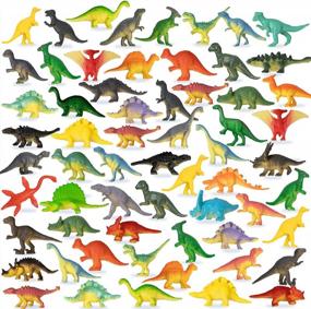 img 4 attached to 78-Piece Mini Dinosaur Toy Set For Kids - Ideal As Dino Birthday Party Favors Or Cupcake Toppers!