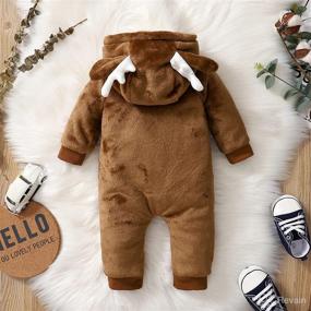 img 2 attached to 🦌 Danna Belle Baby Girl Boy Warm Fleece Romper Jumpsuit: Cartoon Deer Hooded Snowsuit for 0-12 Months