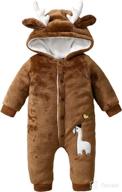 🦌 danna belle baby girl boy warm fleece romper jumpsuit: cartoon deer hooded snowsuit for 0-12 months logo