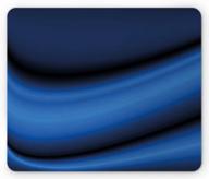 ambesonne dark blue mouse pad, abstract wavy curvy bold color bands soft blurred digital ombre, rectangle non-slip rubber mousepad, standard size, pale blue dark blue logo