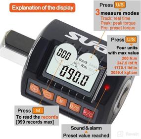 img 2 attached to 🔧 200Nm- 1/2” Drive Digital Torque Adapter with Buzzer, Backlight Function, and 2% Accuracy (Calibrated) for Torque Measurement