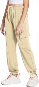 img 4 attached to Arshiner Girls Cargo Sweatpants With High Waist And Pockets For Comfortable And Stylish Wear