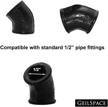geilspace black malleable iron pipe fittings - 45-degree-elbow for diy vintage industrial shelving, furniture and decor (1/2 inch) logo