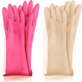 img 4 attached to 🧤 (2Pairs) Kids Waterproof Latex Gloves - Multipurpose Hand Protection for Dishwashing, Cleaning, and Painting – Reusable