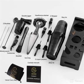 img 3 attached to 🍸 Soing 24-Piece Cocktail Shaker Set: The Ultimate Home Bartender Kit for Perfect Drink Mixing - Stainless Steel Bar Tools with Stand, Velvet Carry Bag & Recipes Cards Included (Black)