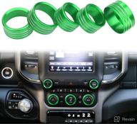 for dodge ram accessories 2019 2020 2021 interior control knob cover ac/volume/mode/auto/browse switch decor button ring trim (green logo