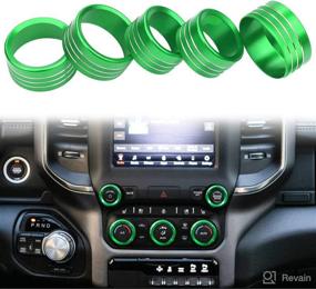 img 4 attached to For Dodge Ram Accessories 2019 2020 2021 Interior Control Knob Cover AC/Volume/Mode/AUTO/Browse Switch Decor Button Ring Trim (Green