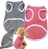 🐶 caisang 2 pack of classic striped dog shirts - stretchy cotton tee tank tops for small dogs, summer pet clothes for boys - ideal for small to medium-sized dogs, cats, and kittens - stylish apparel outfits for doggy costume логотип