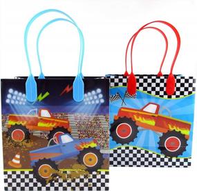 img 2 attached to Monster Truck Themed Party Favor Bags Treat Bags With Handles, Monster Truck Candy Bags For Birthday Party Goodie Bags, Party Supply Decoration, Pack Of 12