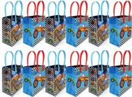 monster truck themed party favor bags сумки для угощений с ручками, monster truck candy bags на день рождения, goodie bags, party supplies decoration, pack of 12 логотип