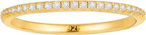img 4 attached to 18K Gold Plated Sterling Silver Cubic Zirconia Full Eternity Band Wedding Ring Paved Stacking Thin CZ Band