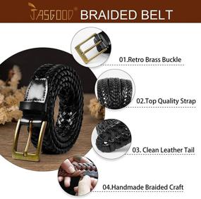 img 1 attached to Braided Leather JASGOOD Single B Brown Men's Accessories good in Belts