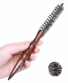 img 4 attached to Mini Boar Bristle Round Brush For Short Hair, Small Round Barrel Brush For Blow Drying-0.85 Inch Diameter