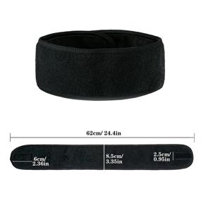 img 3 attached to 4PCS Black Facial Spa Headbands, Makeup Shower Bath Wrap Terry Cloth Stretch Towel With Magic Tape