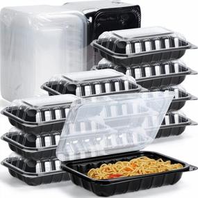 img 4 attached to 30 Pack YANGRUI Take Out Containers - 9X6 Inch, 27 Oz, Anti-Fog & Leak Proof Shrink Wrap, BPA Free Pure PP Flexible Meterial Microwave/Freezer Safe Hinged To Go Containers